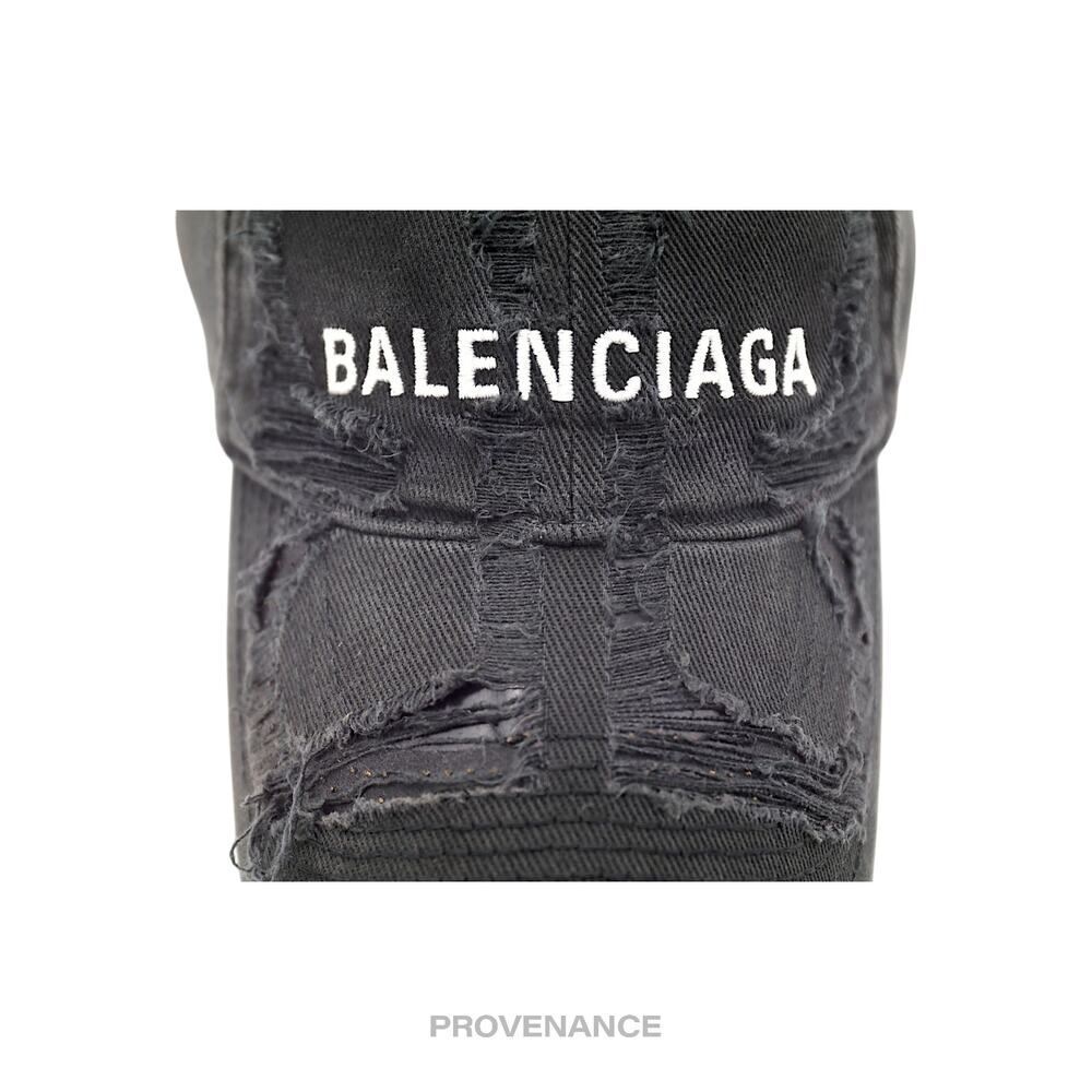 🔴 Balenciaga Embroidered Logo BB Lazer Destroyed Cap Black - Picture 6 of 13